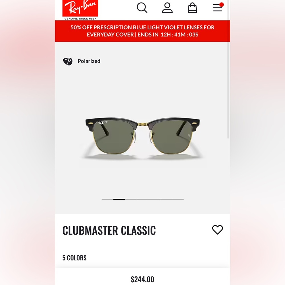 Ray-Ban Clubmaster Black and Gold Sunglasses